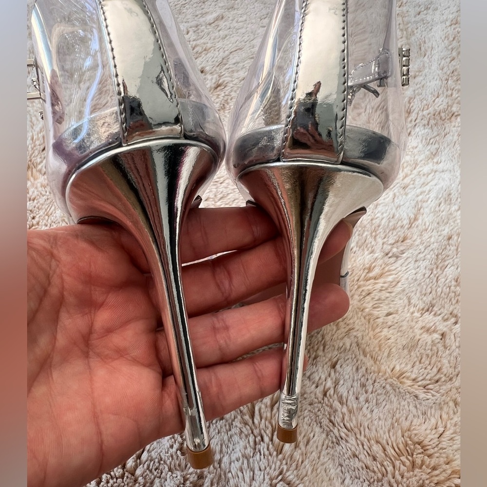 Amina Muaddi Ursina Crystal Strap Clear Pump in Pvc Transparent 37.5 FIRM PRICE - Picture 11 of 12